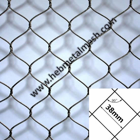 Sample 1.5" x 1.5" x 1/16" stainless steel rope mesh aviary mesh panels parrot cage netting small animal enclosure fence