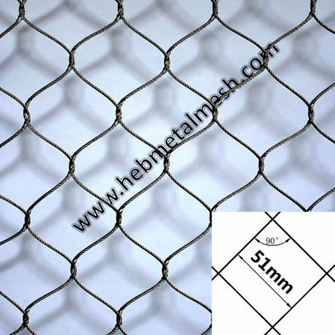 Sample 2" x 2" x 5/64" stainless steel rope mesh monkey enclosure fence eagle enclosure aviary mesh