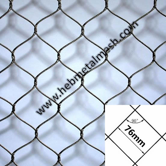 Sample 3" x 3" x 1/8" stainless steel rope mesh tiger enclosure fence lion enclosure mesh leopard enclosure netting
