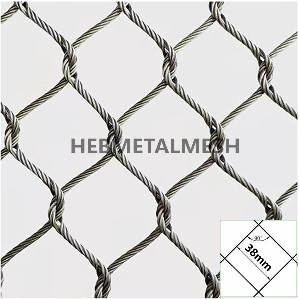 1.5" x 1.5" x 5/64" Stainless steel rope mesh sample